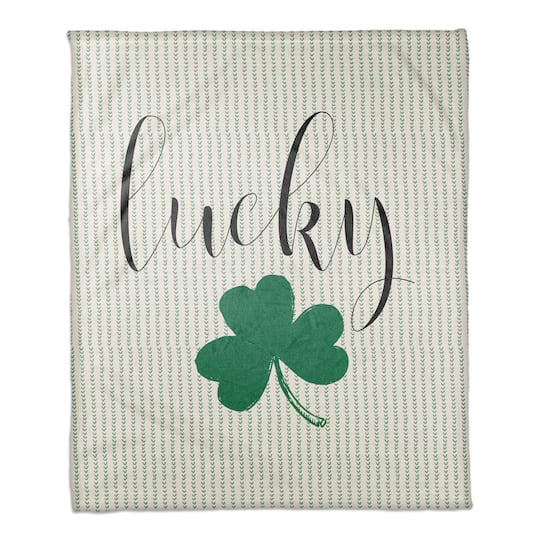 Lucky Clover 50&#x22; x 60&#x22; Coral Fleece Blanket